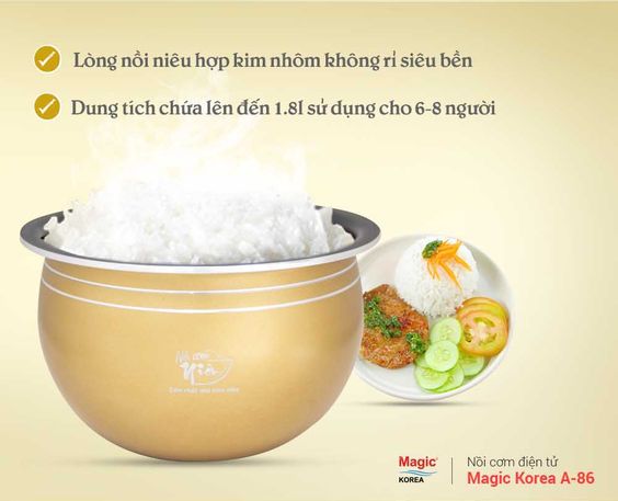 Nồi cơm điện tử Magic A-86 dung tích 1.8l lớn